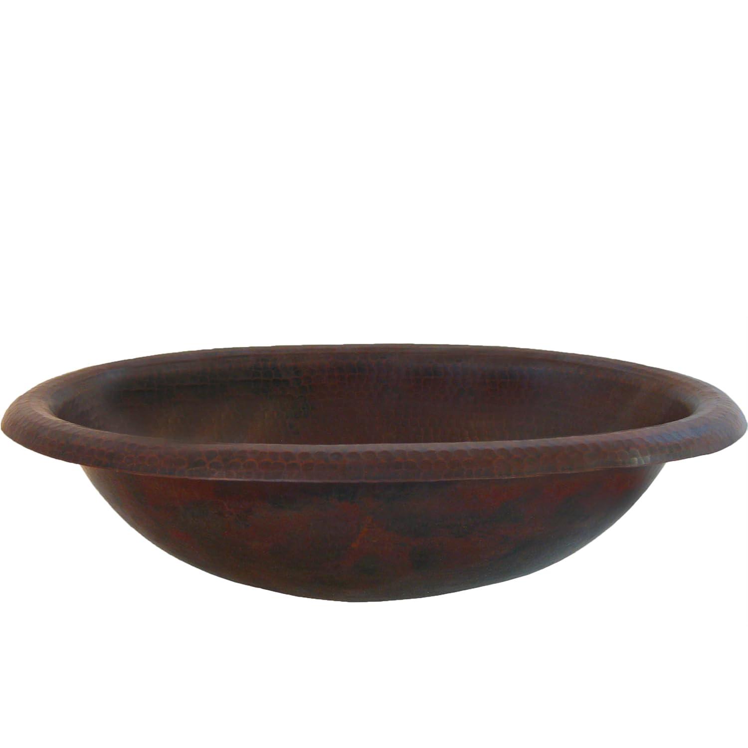 Novatto 11'' Antique Hammered Copper Copper Oval Bathroom Sink