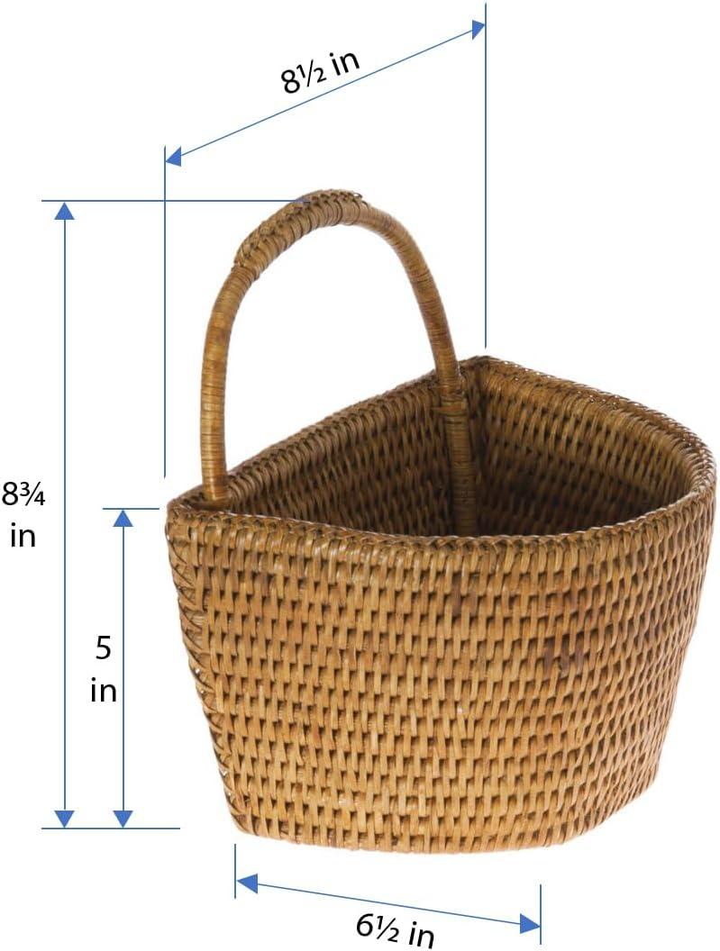 Small Honey Brown Rattan Rectangular Wall Basket