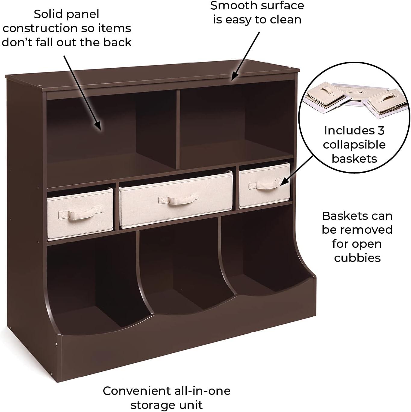 Badger Basket Combo Bin Storage Unit with Three Baskets - Espresso