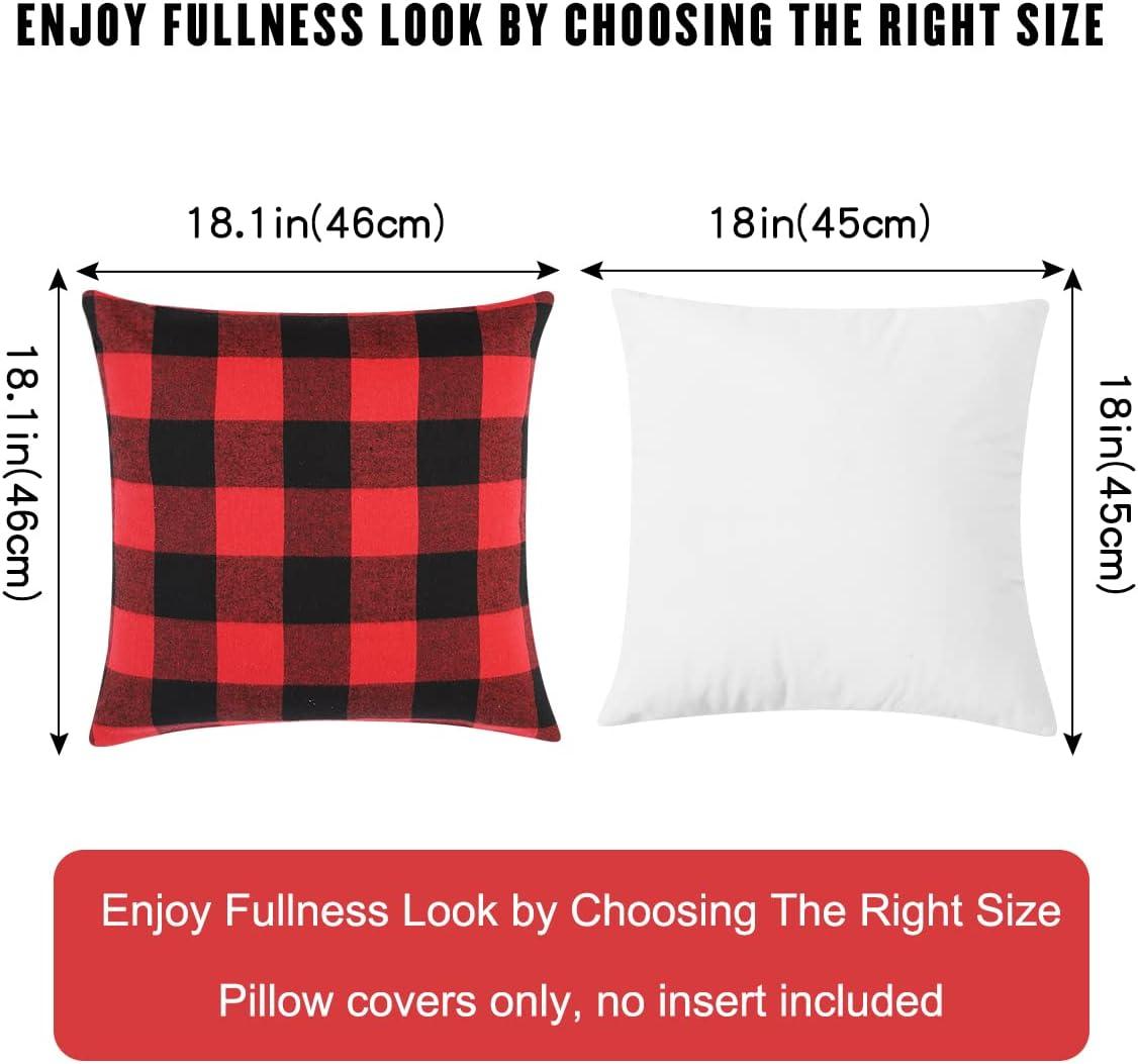 Grinch Set of 2 Christmas Buffalo Check Plaid Throw Pillow Covers Cushion Case Polyester for Farmhouse Home Decor Red and Black, 18 x 18 Inches#1