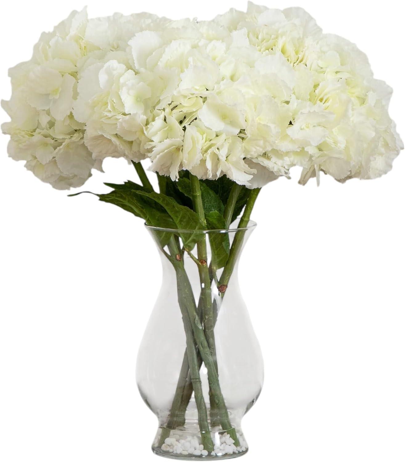 Nearly Natural Blooming Hydrangea with Vase Arrangement