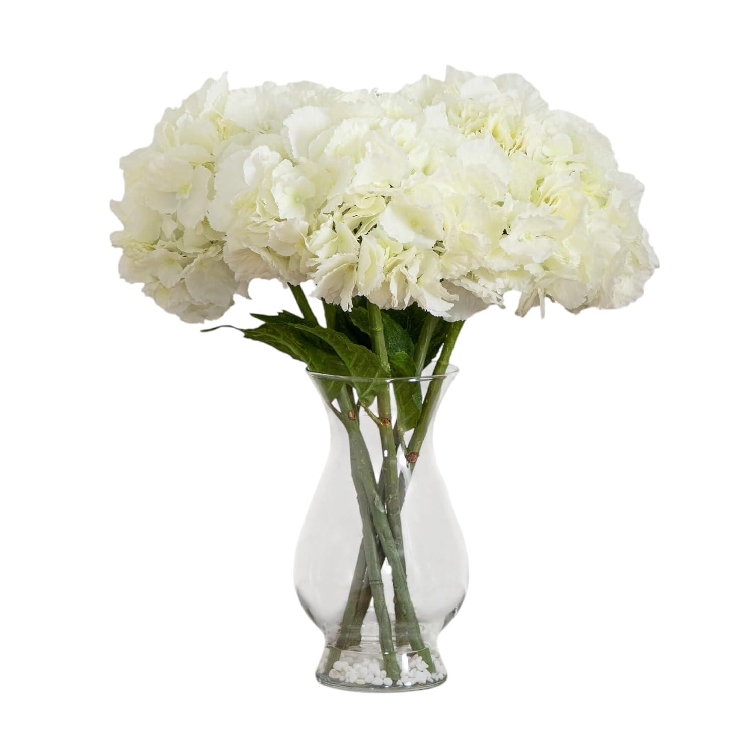 Nearly Natural Blooming Hydrangea with Vase Arrangement