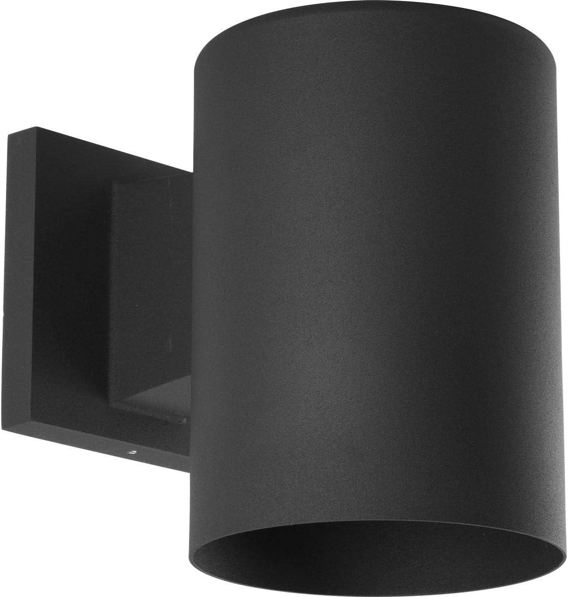 Progress Lighting, Cylinder Collection, 1-Light Wall Light, Black Finish, Aluminum Material, Shade Included