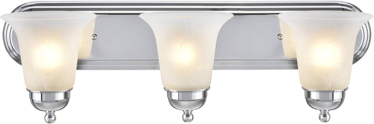 Chrome Alabaster Glass 3-Light Bathroom Vanity Fixture