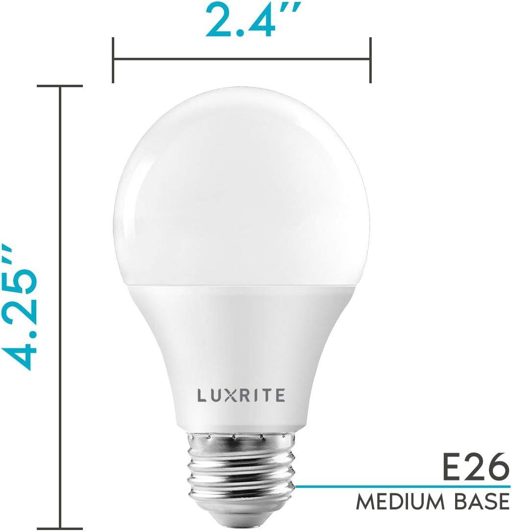 Luxrite A19 LED Dimmable Light Bulb 11W=75W Equivalent 4000K Cool White, 1100 Lumens E26, 6-Pack