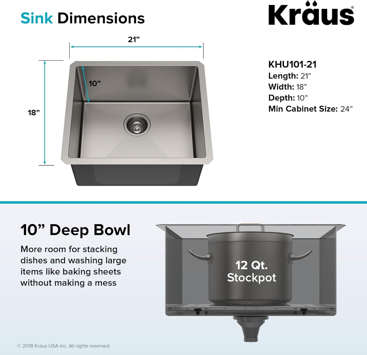 KRAUS Standart Pro Undermount 16 Gauge Stainless Steel Bar Kitchen Sink