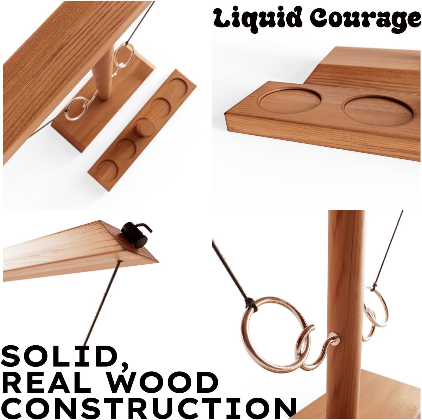 Large Wooden and Metal Ring Toss Game for Indoor and Outdoor Fun