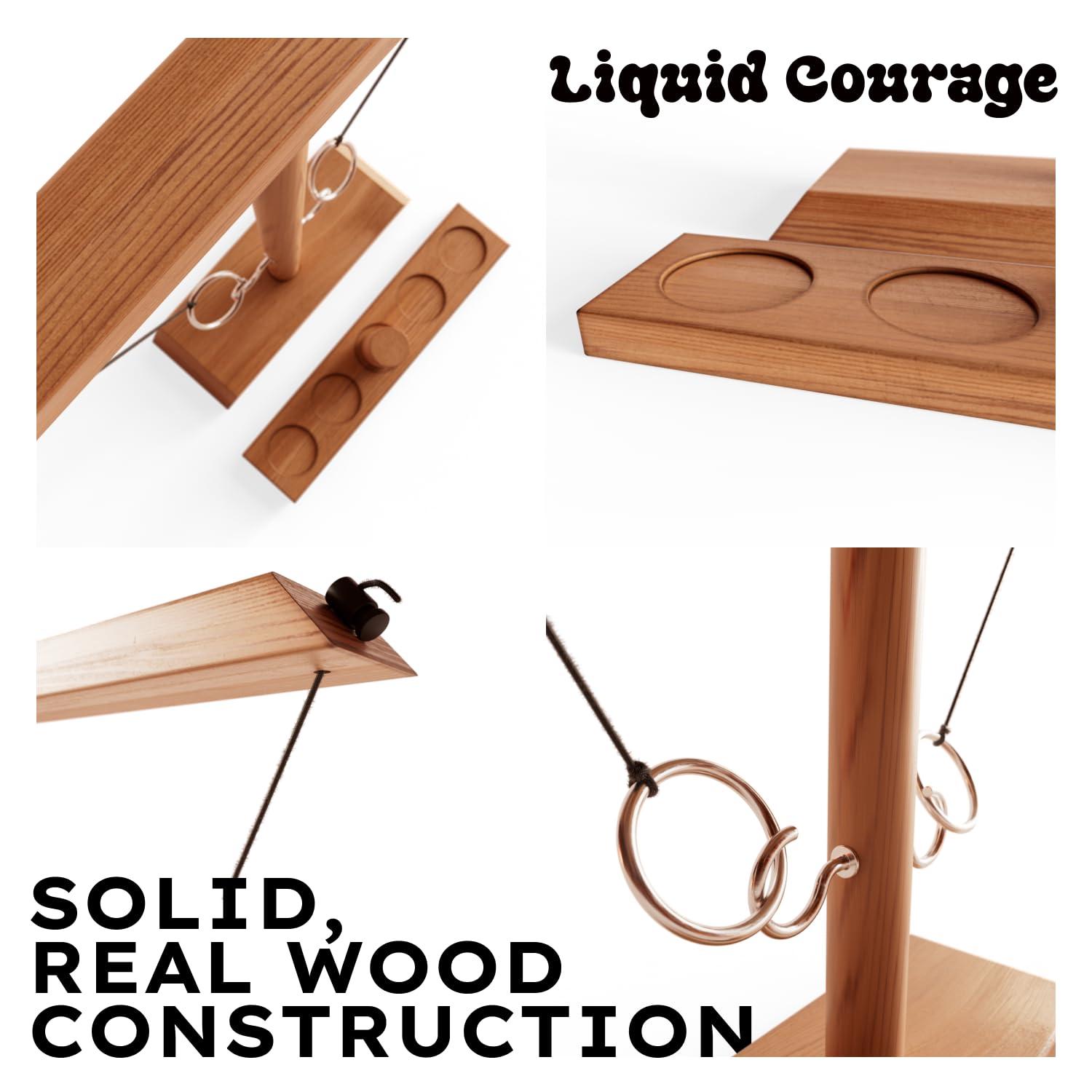 Large Wooden and Metal Ring Toss Game for Indoor and Outdoor Fun