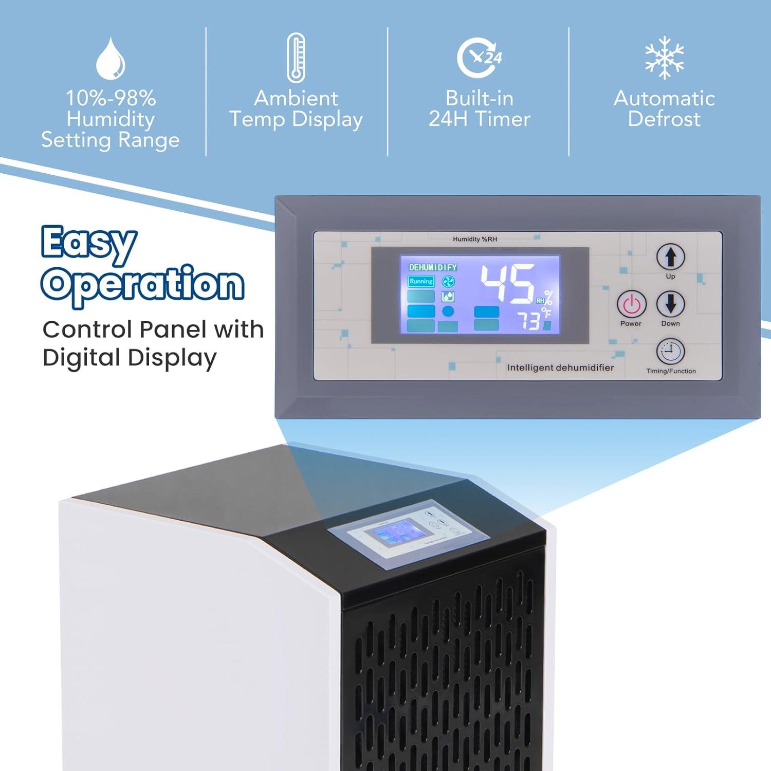 YYAo Dehumidifier,Portable Dehumidifier,Moisture Removal Machine,250 Pints Commercial Dehumidifier with Drain Hose Large Spaces up to 8500 Sq.Ft-White
