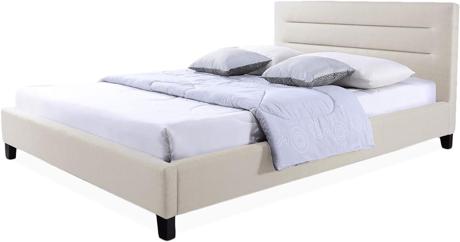 Baxton Studio Hillary Modern and Contemporary Grey Fabric Upholstered Platform Base Bed Frame, multipl sizes