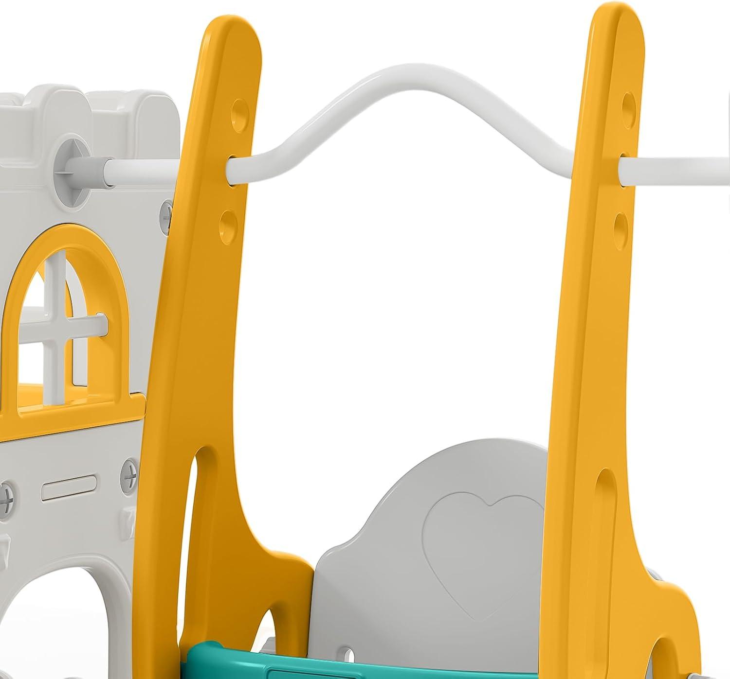 10 in 1 Toddler Slide, Age 1-3 with Swing, Basketball Hoop and Telescope, Kid Slide for Toddlers, Indoor Outdoor Playset Toddler Playground