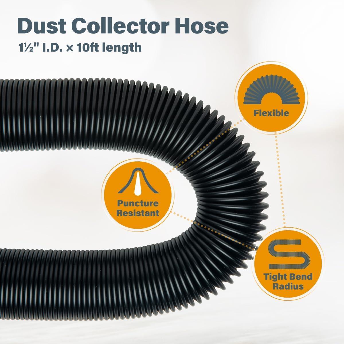 Black PVC Dust Collection Hose Kit with Quick Connectors and Fittings