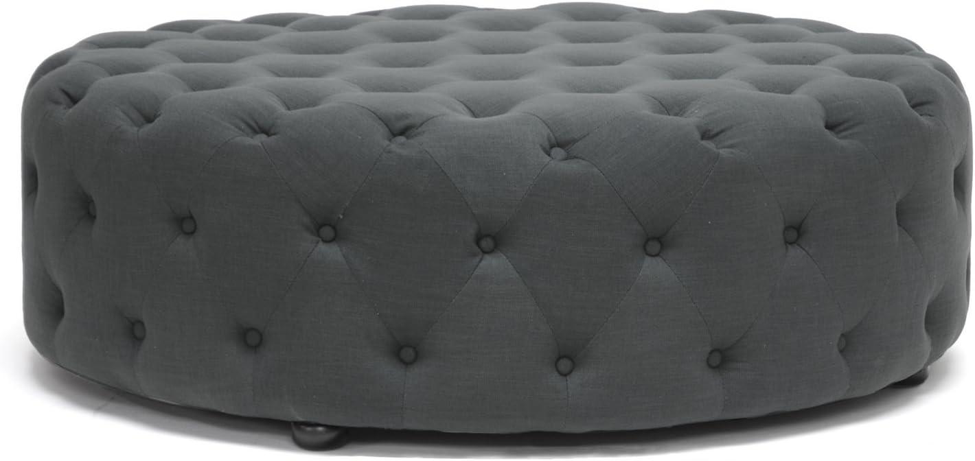 Cardiff Linen Modern Tufted Ottoman - Baxton Studio