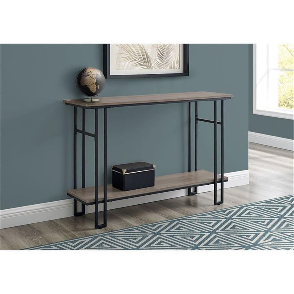 Monarch Specialties Accent Table Console Entryway Narrow Sofa Living Room Bedroom Brown Laminate Black Metal Contemporary Modern