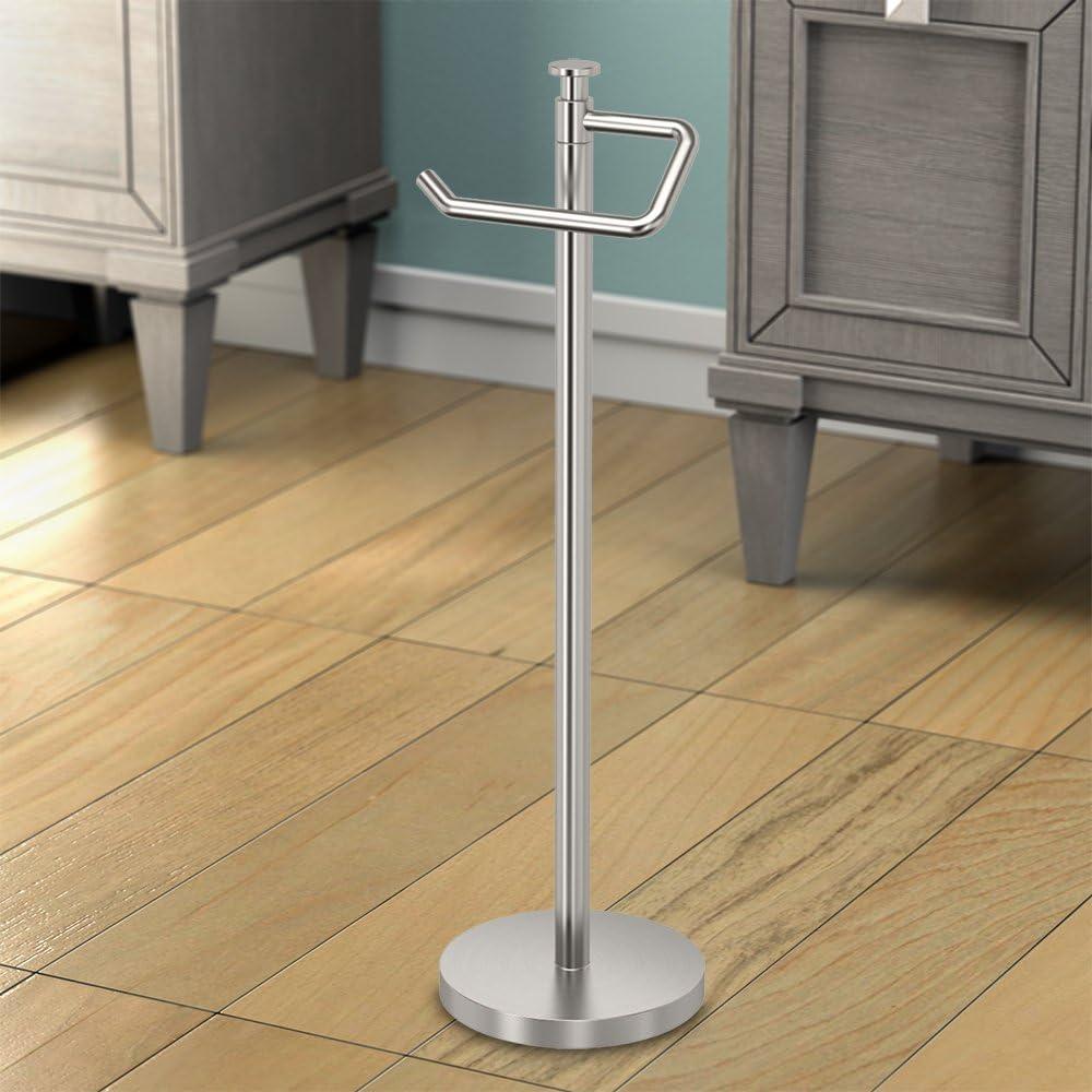 Free Standing Toilet Paper Holder with Weighted and Padded Base | 23.68"H Toilet Paper Roll Holder Stand for Bathroom