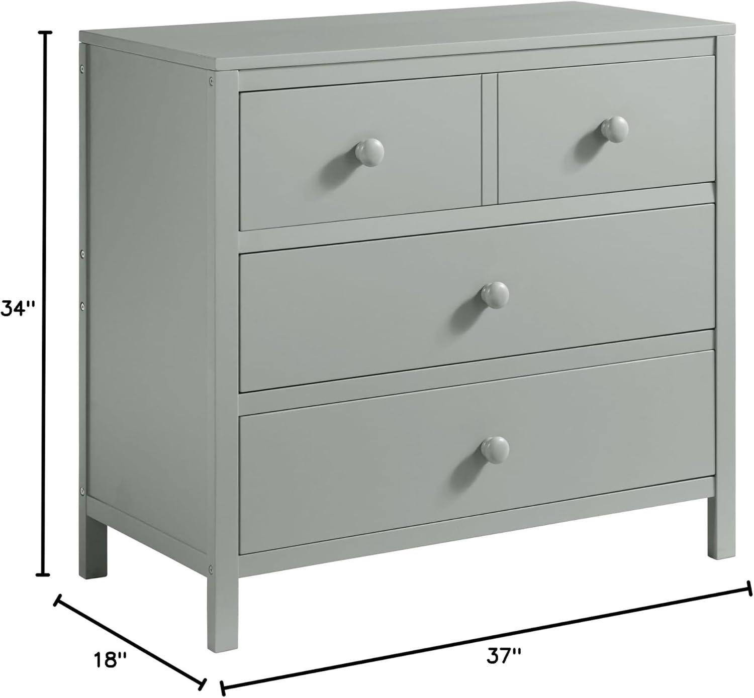 Gray Vertical Nursery Dresser with Deep Felt-Lined Drawers