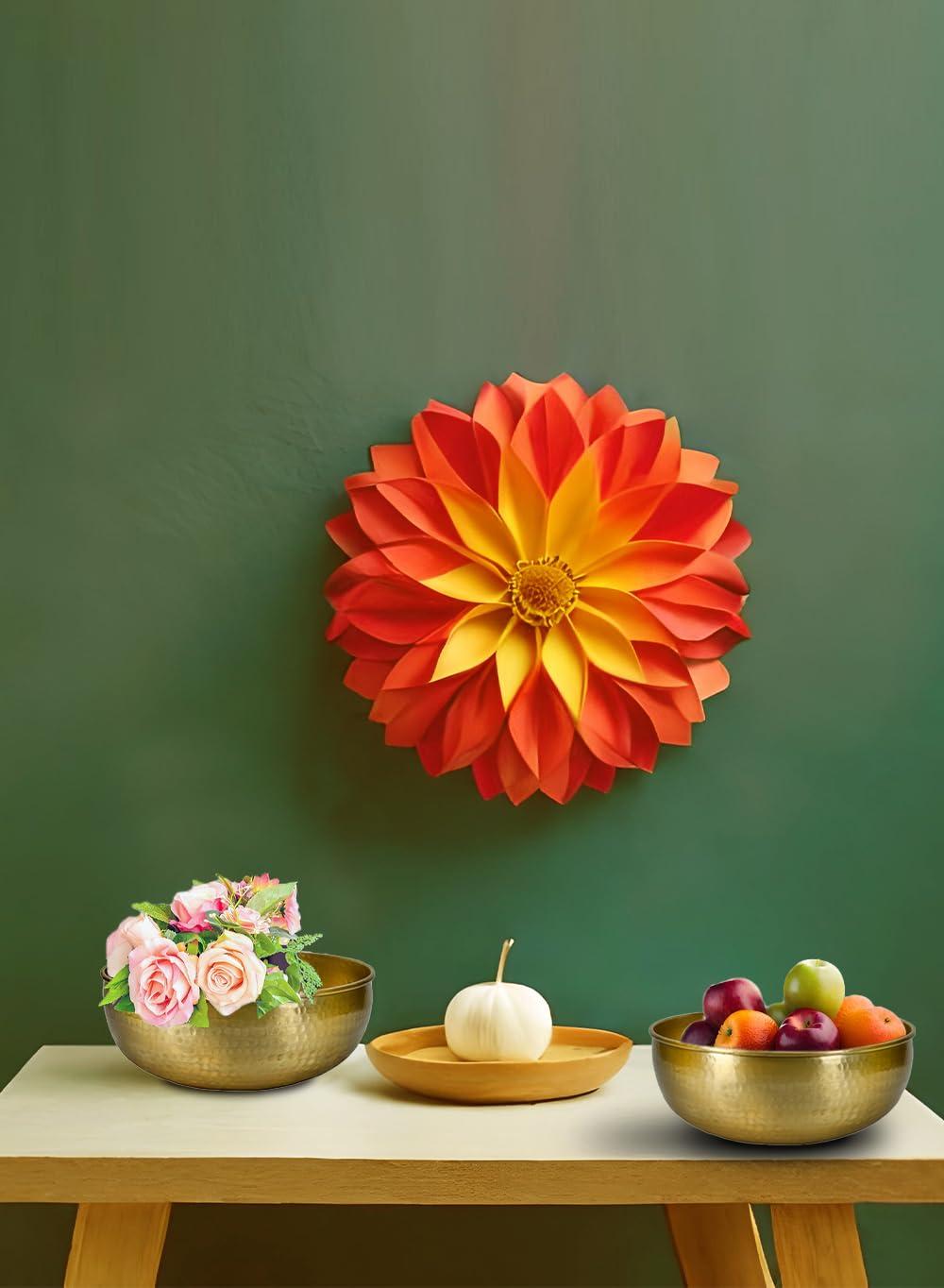 Serene Spaces Living Lightweight Antique Brass Decorative Bowl - Elegant Potpourri Catchall for Diwali Home Décor, Entryway and Dining Table, 2.75" Tall & 7.5" Diameter