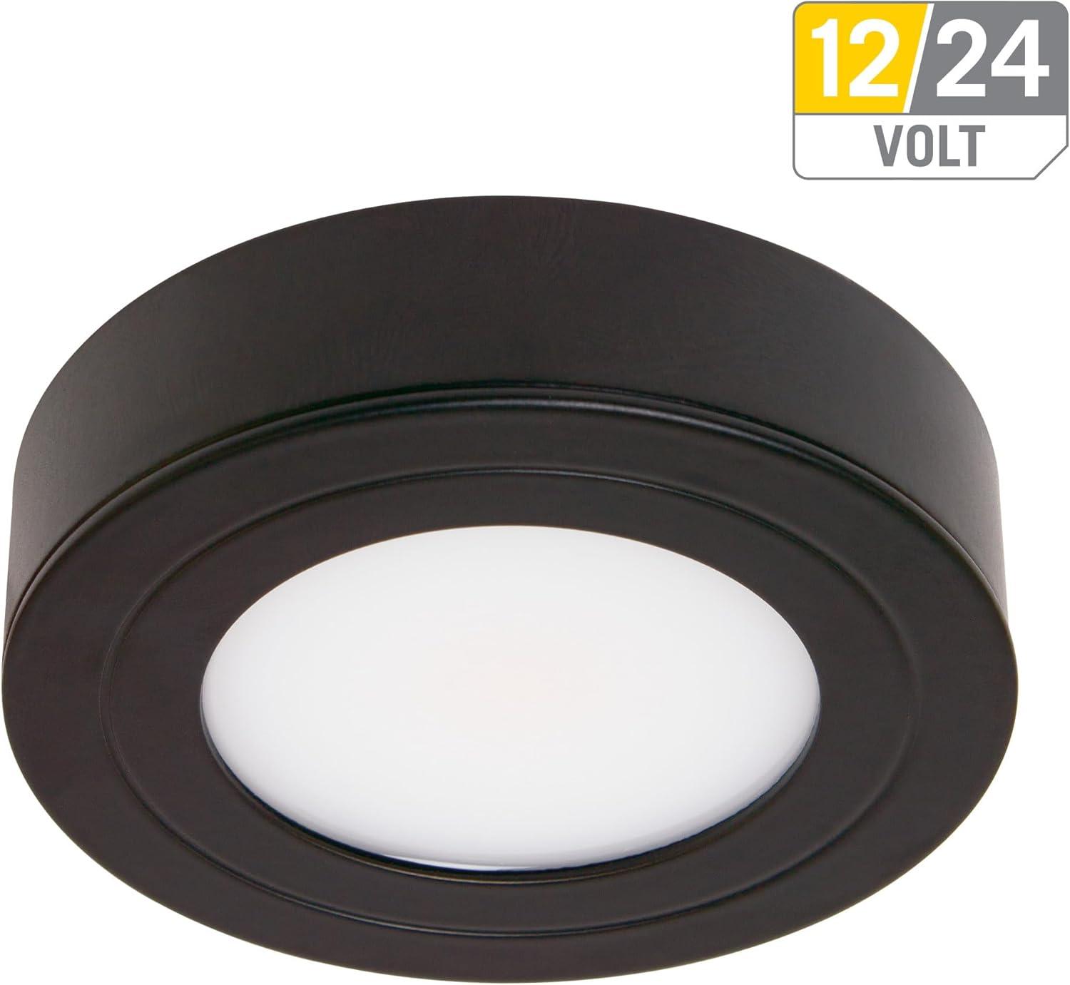 PureVue White Under Cabinet LED Puck Light, 3000K, Black