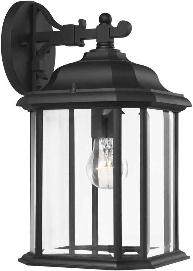 Kent Sleek Black Outdoor Sconce with Clear Beveled Glass