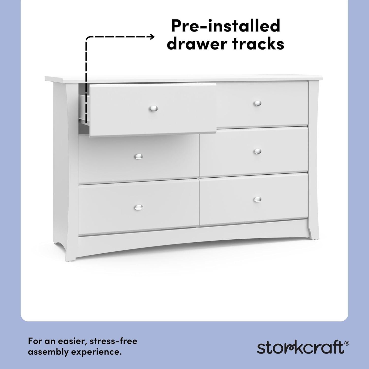 Crescent 6 Drawer Double Dresser