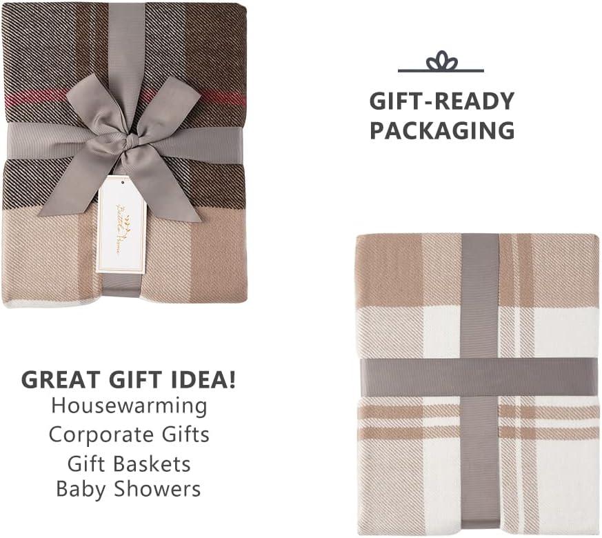 Battilo Classic Plaid Throw Blanket for Couch,Black&Beige,Buffalo Check Pattern Blanket for Picnic,50"x60"