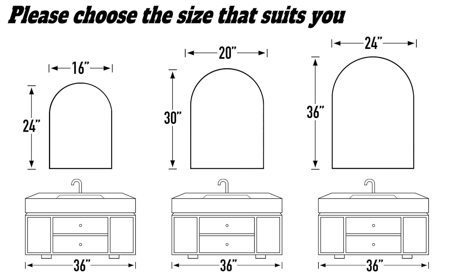 Luxhomez 36" x 24" Arch Wall Mirror for Vanity/ Bathroom, Metal Bathroom Mirror with Waterproof Aluminum Alloy Frame, Gold