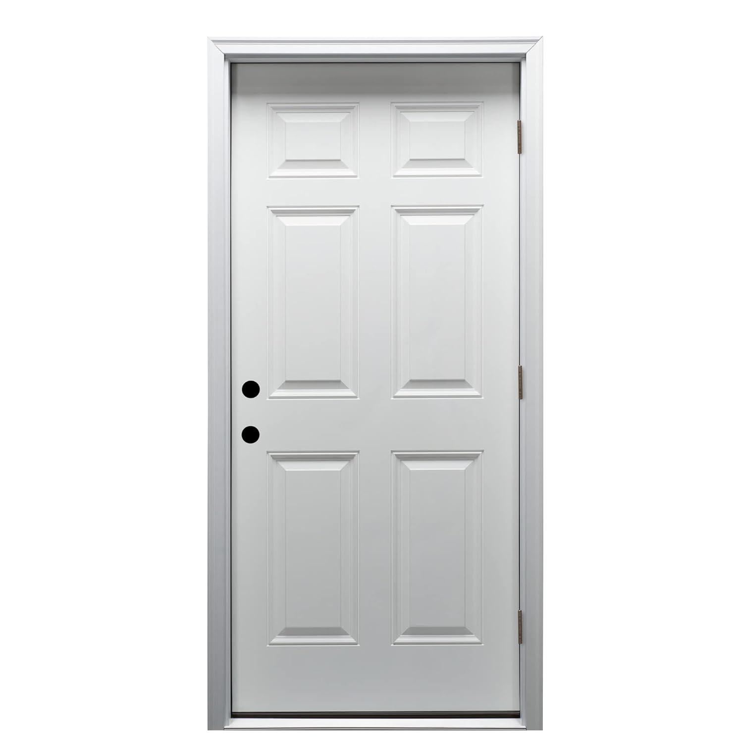 MMI DOOR Classic 80'' Paneled Fiberglass Front Entry Doors