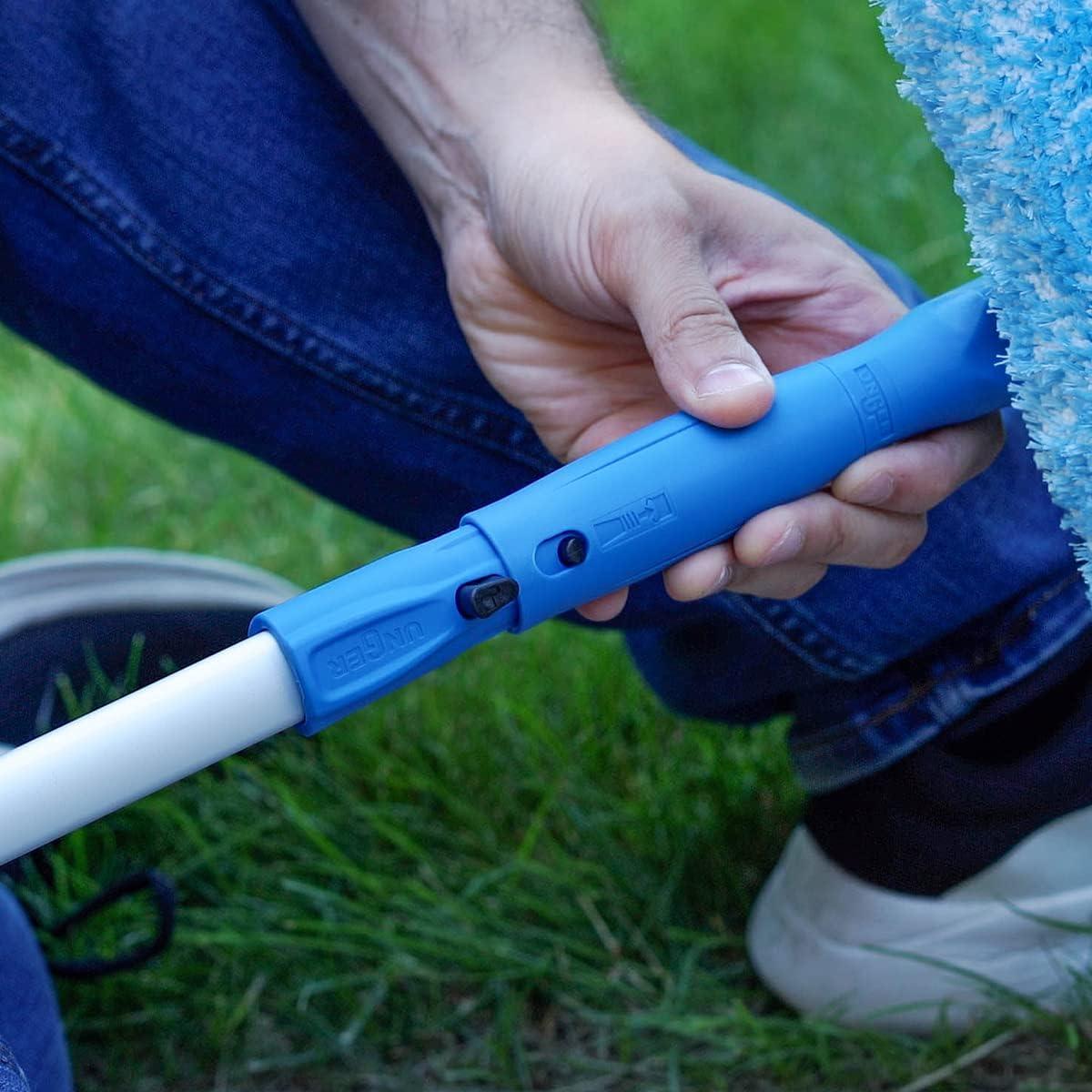 Unger Professional Connect and Clean 6’-12’ Aluminum Telescopic Extension Pole with Locking Cone and Quick-Flip Clamp, Compatible with Cleaning Tool Attachments, Indoor and Outdoor Use