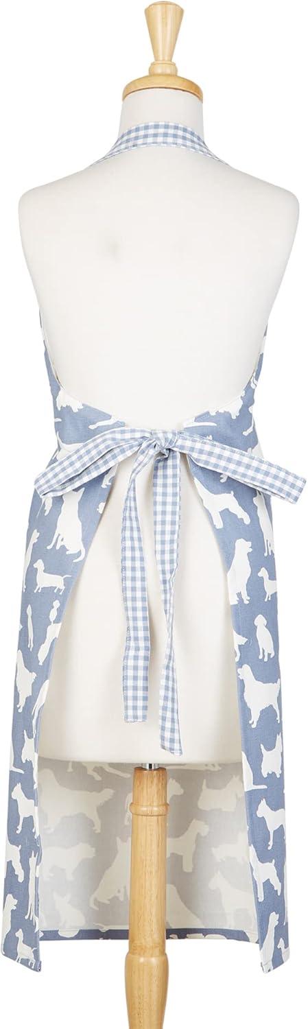 Design Imports Stonewash Blue Dog Print Chef Apron