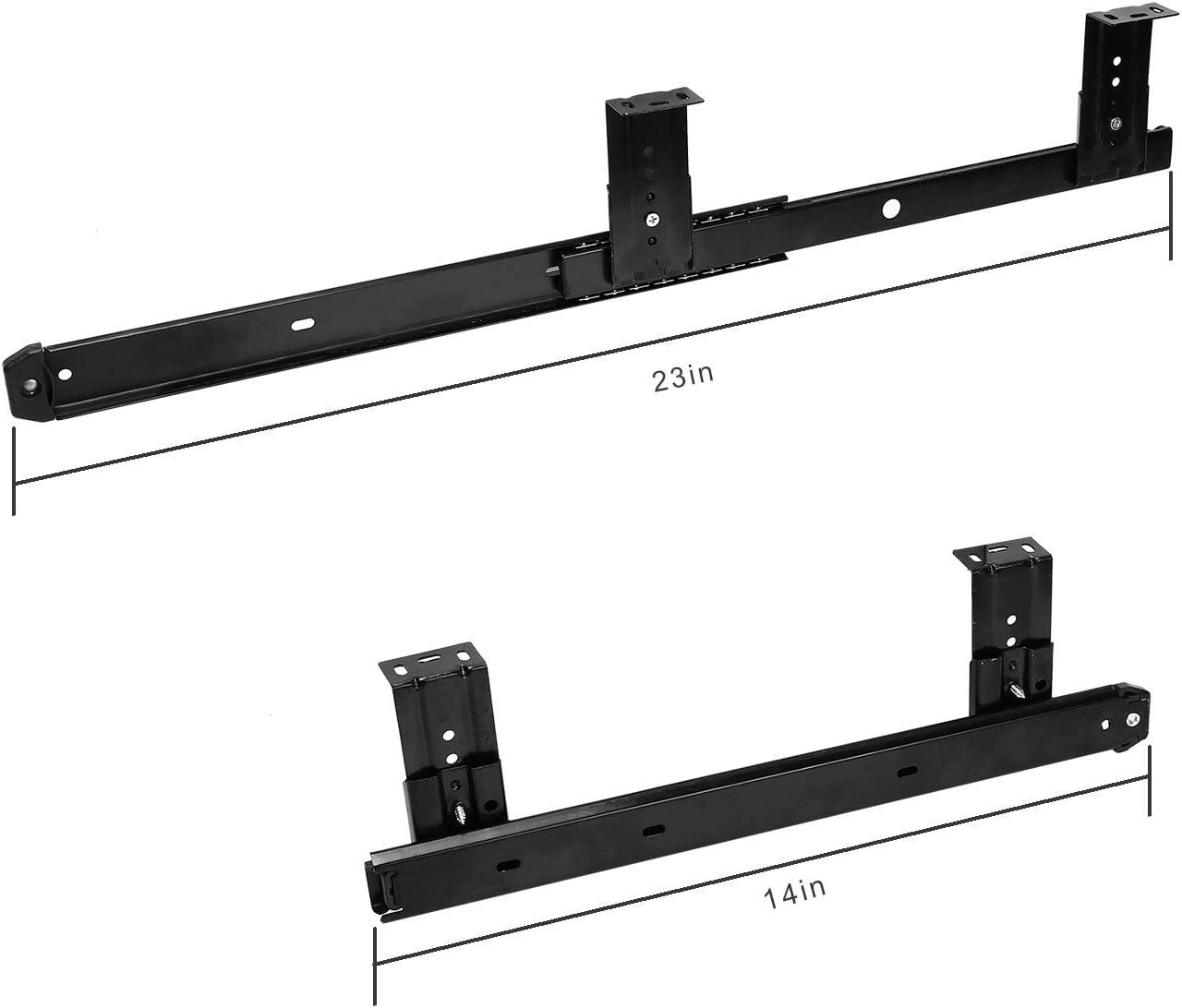 Keyboard Slide, KINJOEK 14 Inch 2 PCS Heavy Duty Ball Bearing Slides, Computer Drawer Tray Accessories, Cabinet Furniture Rails Rack with Adjustable Height Bracket and Screws, Black