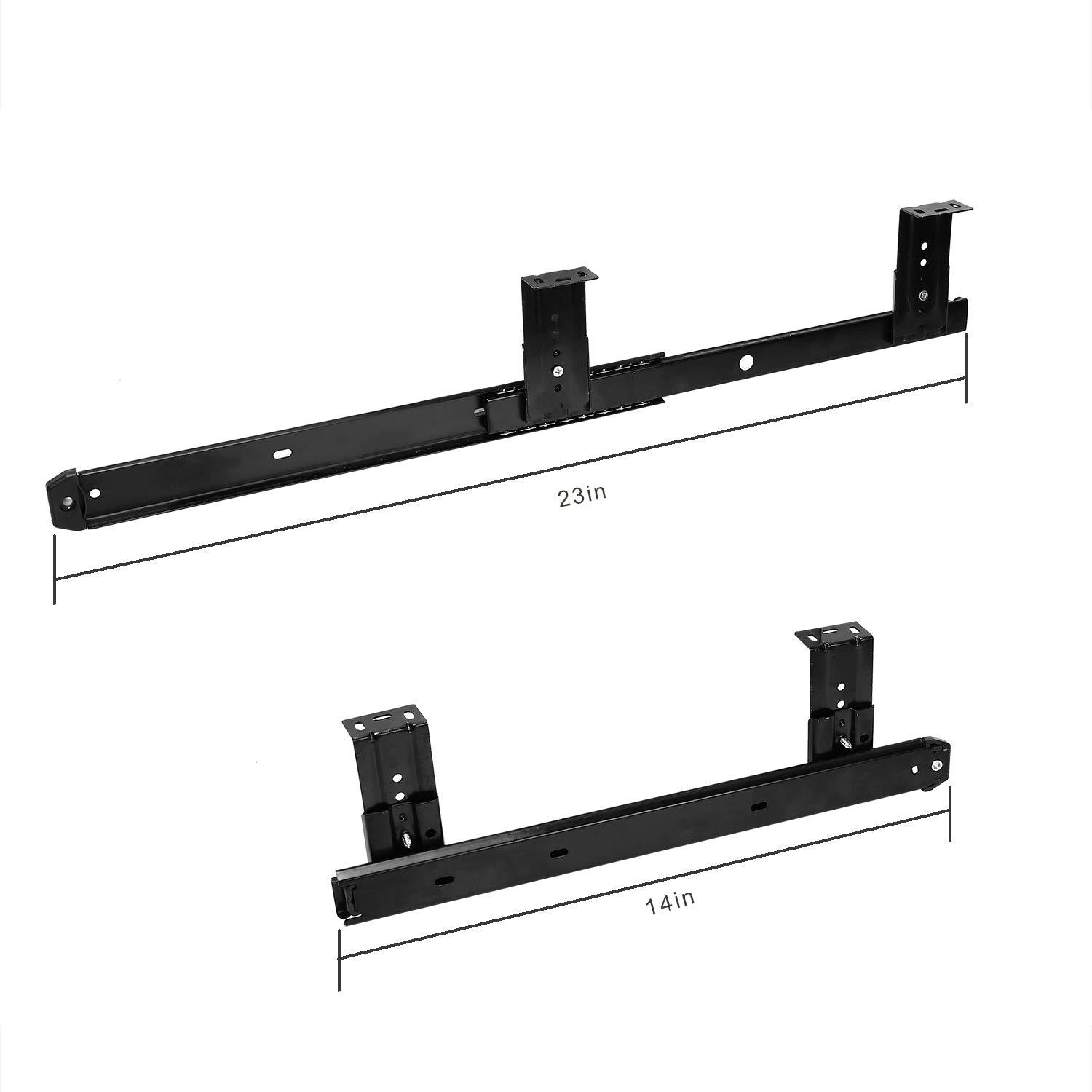 KINJOEK 2 PCS 14 Inch Under Desk Keyboard Tray Rails Slides, Adjustable Height Heavy Duty Ball Bearing Keyboard Mount Track, Black