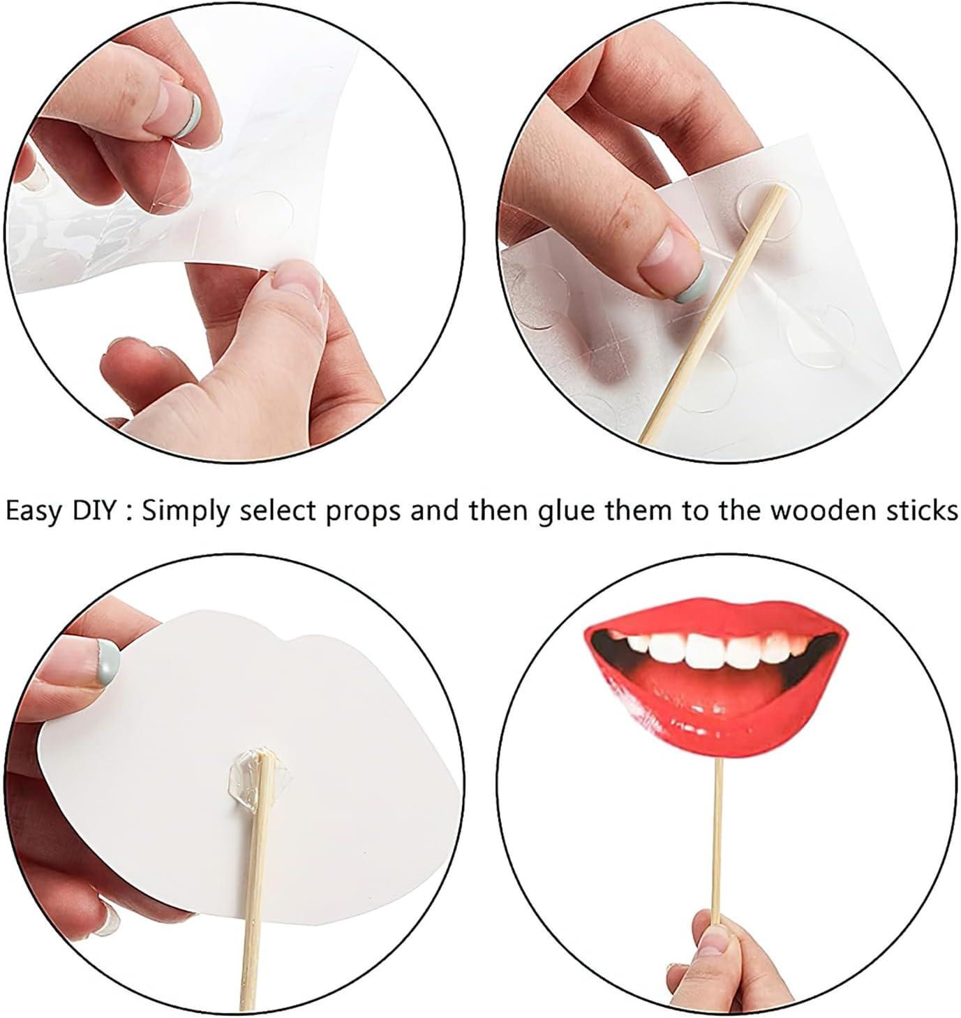 landege 20pcs Photo Booth Props Funny Red Lips Selfie Props Unique Picture Shooting Props for Party Festival Gathering