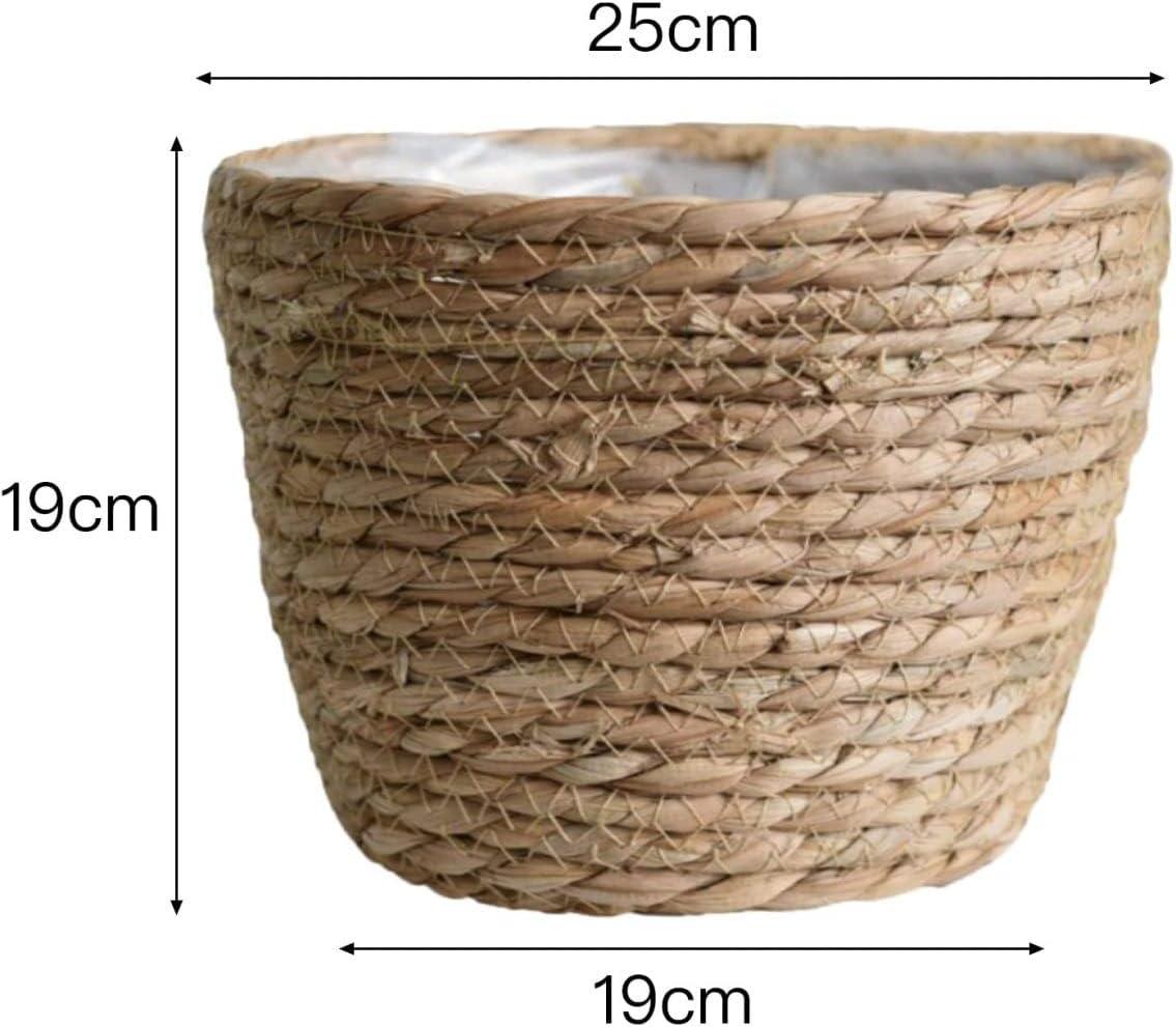 Natural Seagrass Cylindrical Planter with Plastic Liner