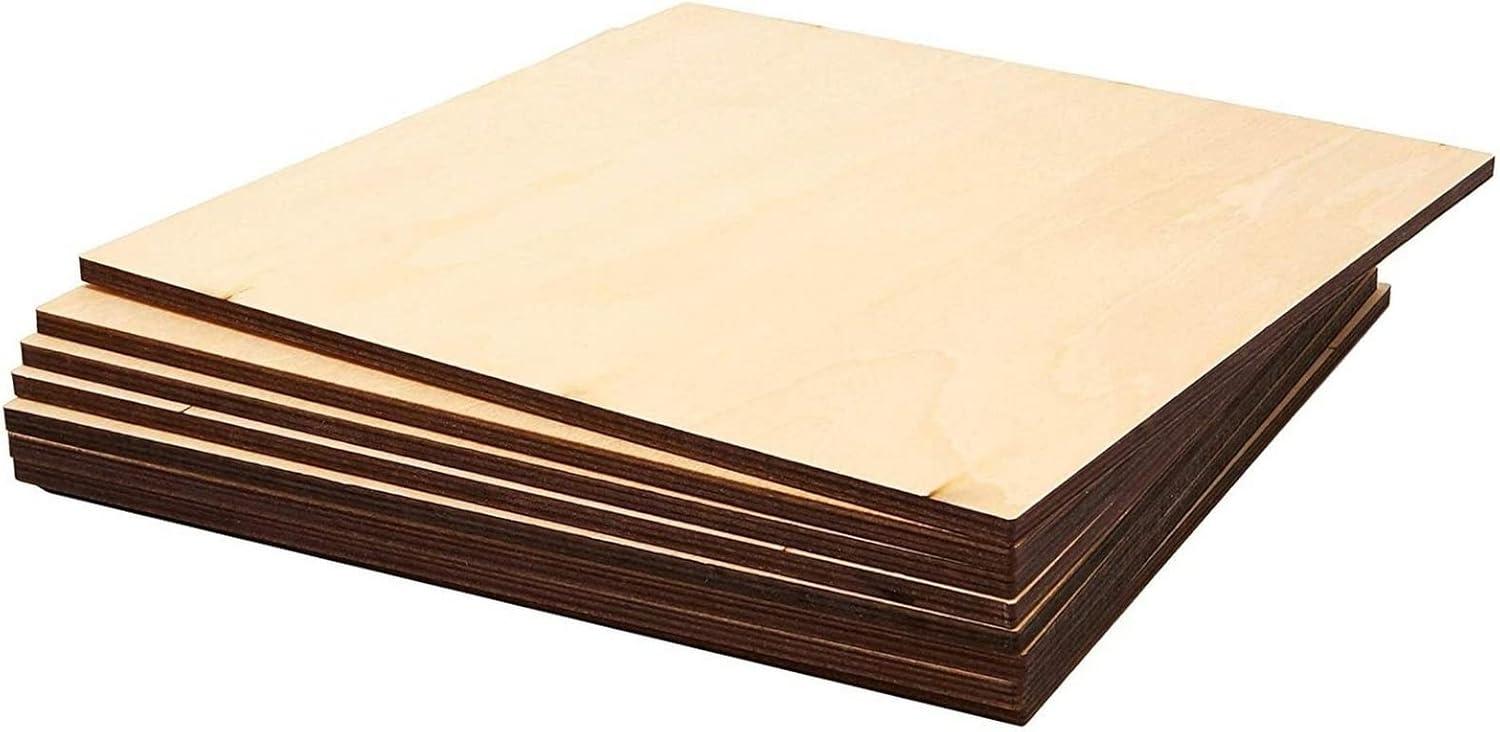 Bright Creations 8 Pack Thin 8x8 Wood Squares for DIY Crafts, Unfinished 1/5 Inch Basswood Plywood for Laser Cutting, Wood Burning