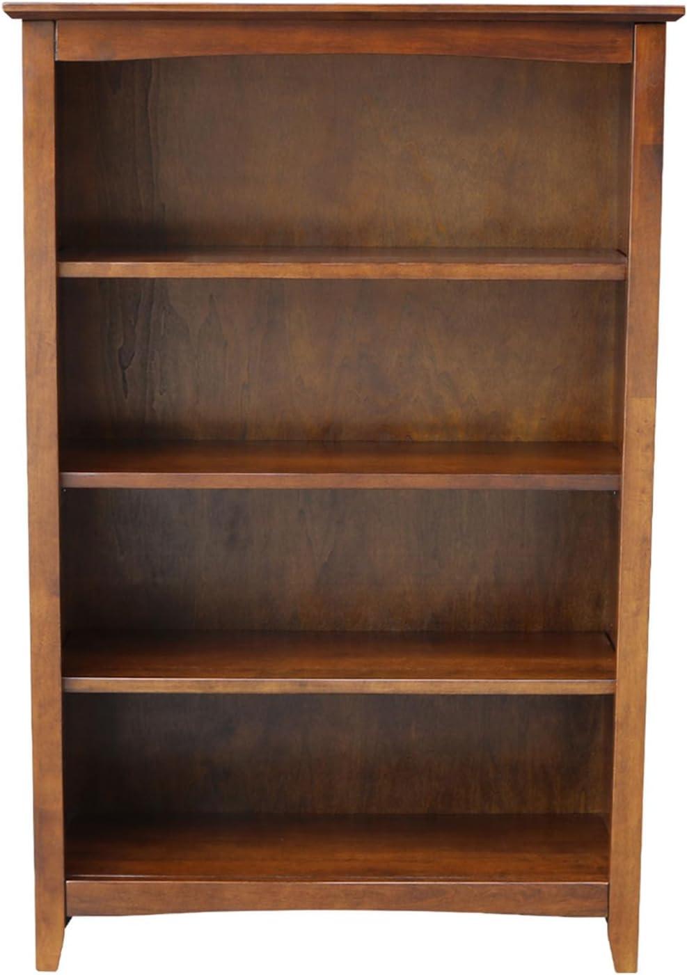 72" Shaker Bookshelf Espresso - International Concepts: Solid Parawood, 6 Fixed Shelves