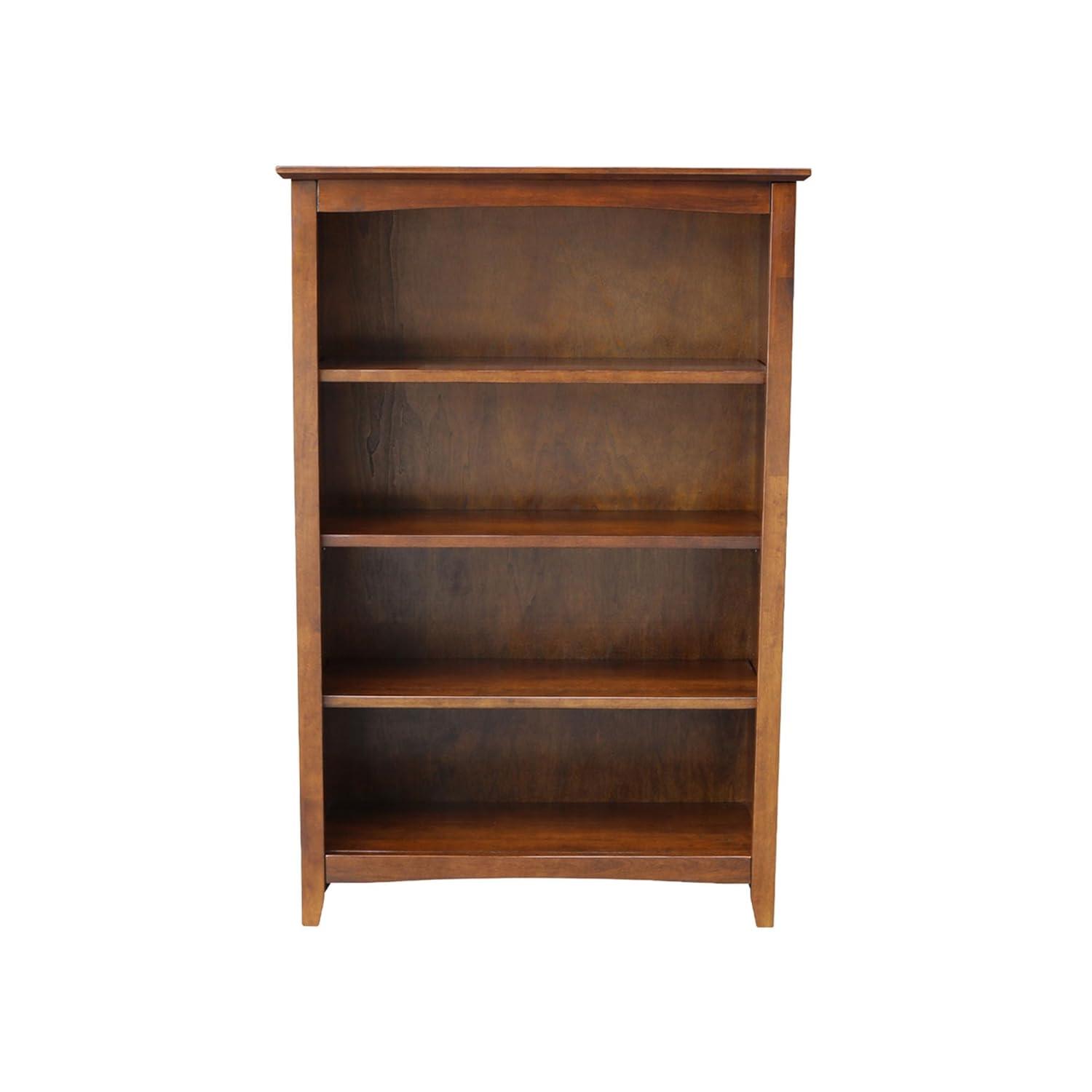 72" Shaker Bookshelf Espresso - International Concepts: Solid Parawood, 6 Fixed Shelves