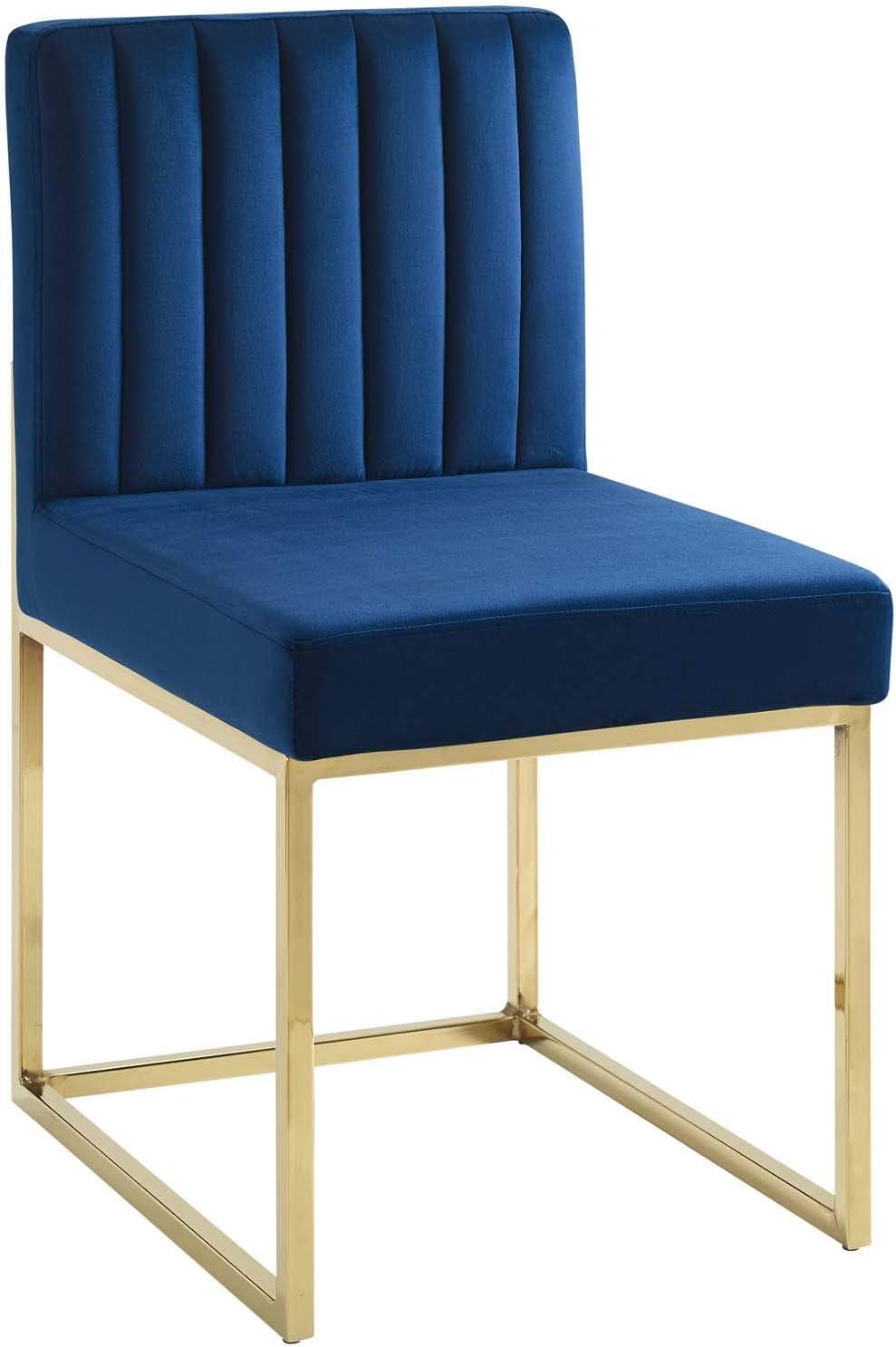 Modway Carriage Channel Tufted Sled Base Performance Velvet Dining Chair