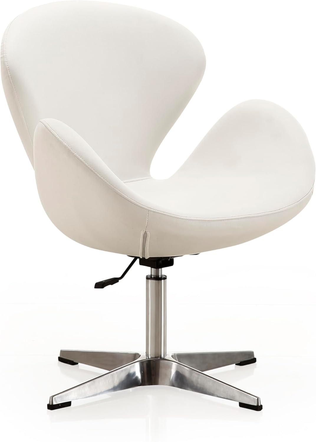 Set of 2 Raspberry Faux Leather Adjustable Swivel Chairs White - Manhattan Comfort