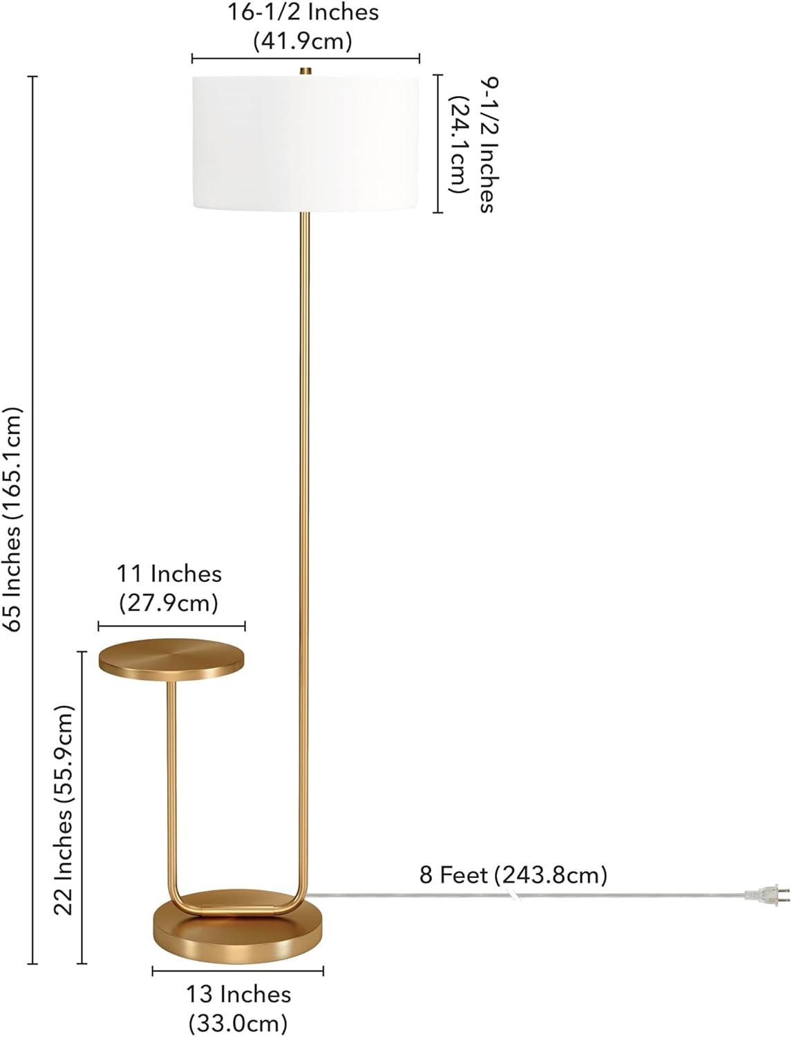Jacinta Brass & White Modern Floor Lamp with Tray Table