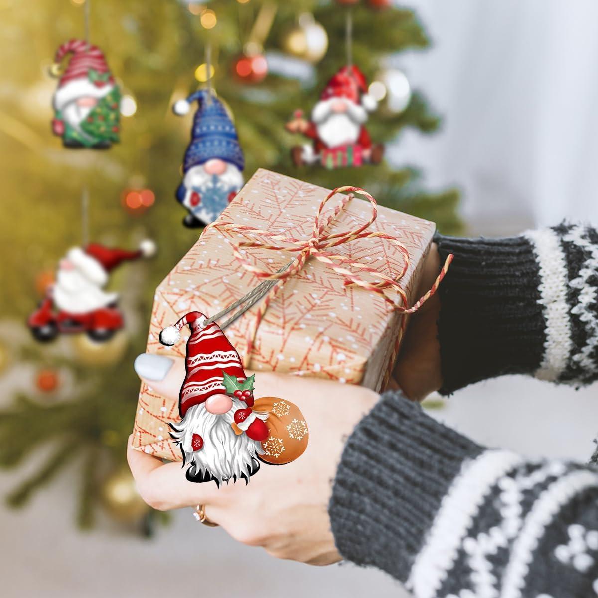 dajkiuy Clearance 24pcs Christmas Gnome Wooden Hanging Ornaments,Wood Hanging Decor for Christmas Tree Decorations Gnome Santa Doll Hanging Craft Holiday Party Supplies