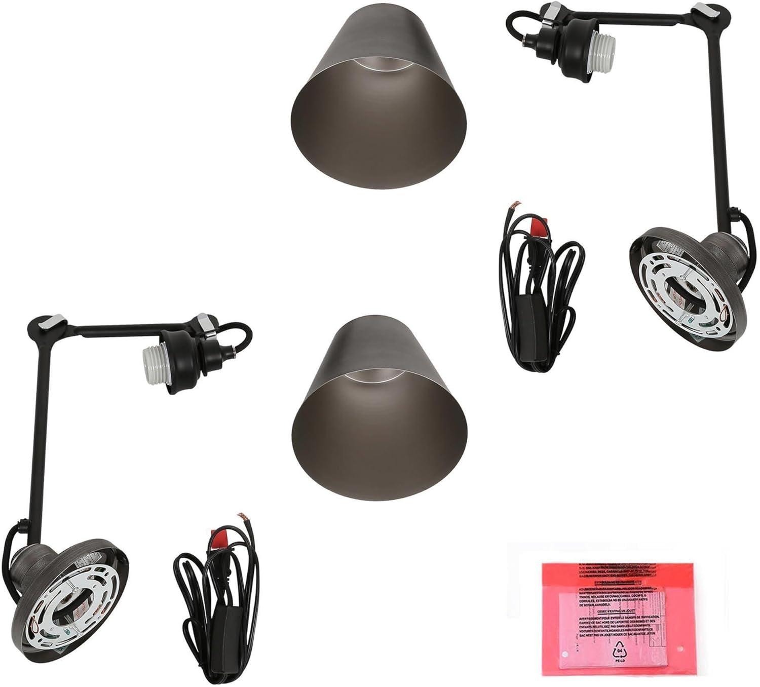 LALUZ Swing Arm Wall Sconce Set of 2, Modern Farmhouse Sconce Wall Lighting Vintage Adjustable Wall Mounted Lights with Black Silver Finish