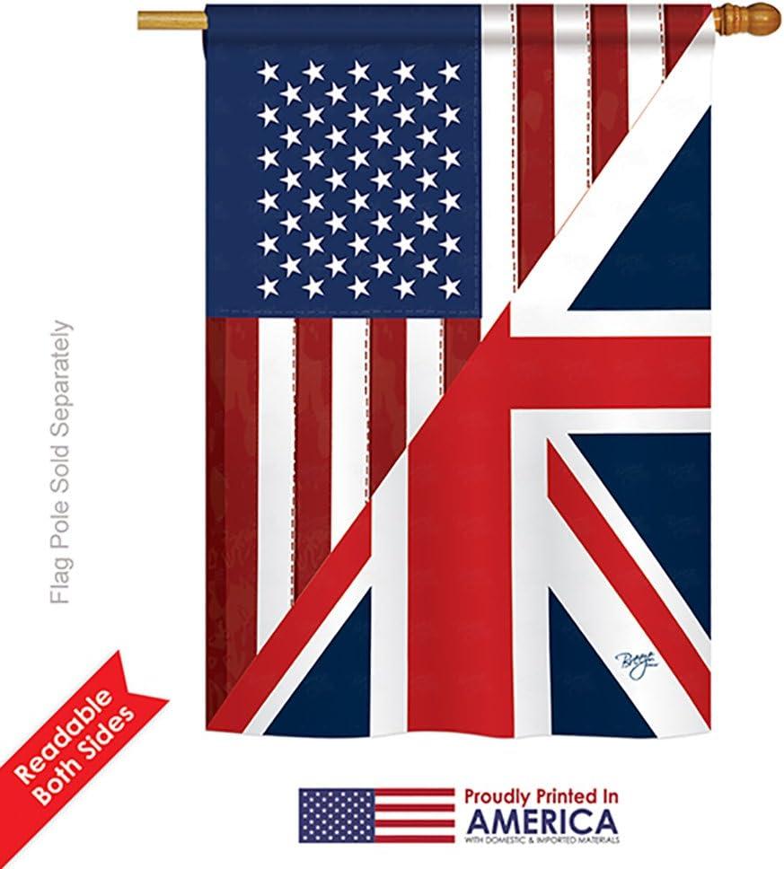 Breeze Decor 08380 US UK Friendship 2-Sided Vertical Impression House Flag - 28 x 40 in.