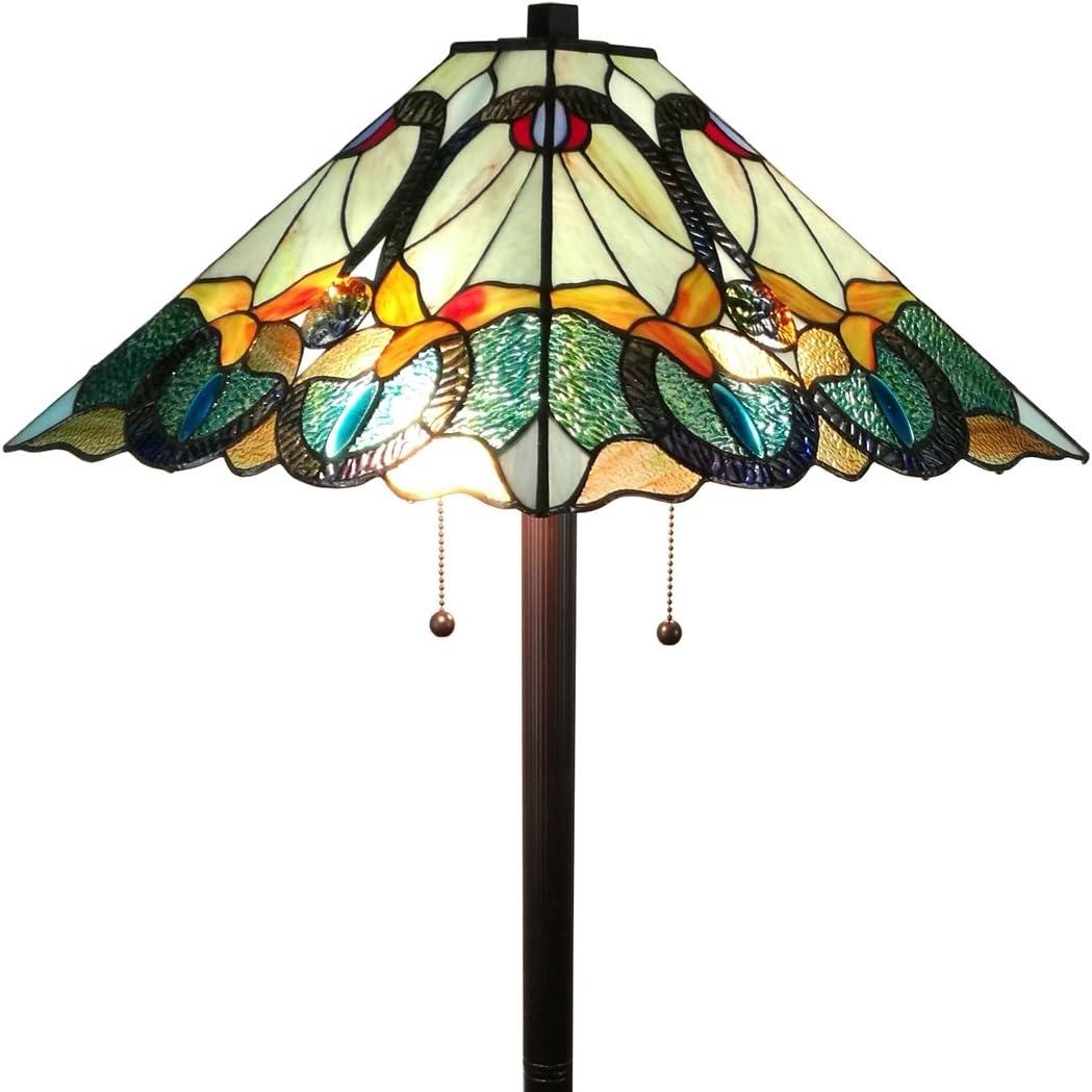 63" Multicolored Stained Glass Tiffany Style Floor Lamp