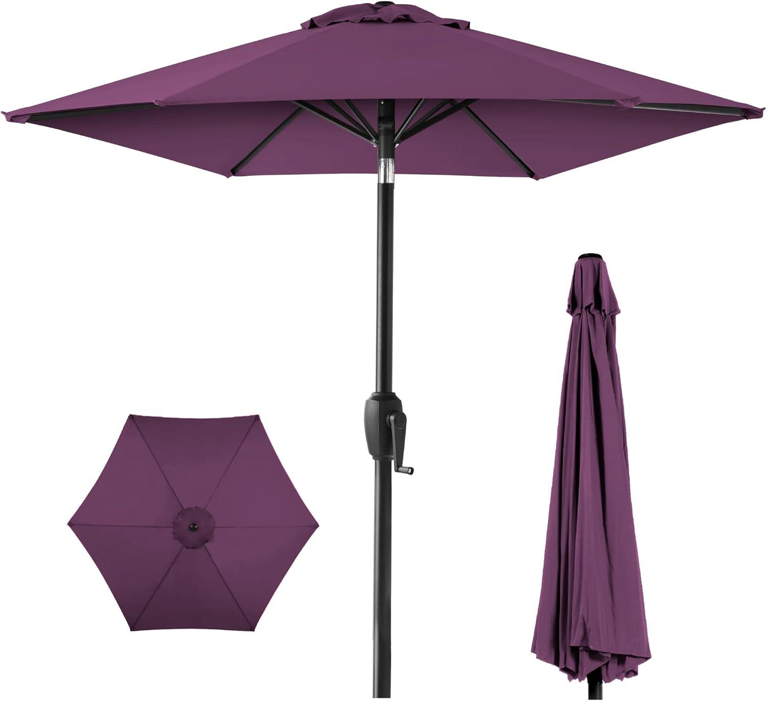 Best Choice Products 7.5ft Heavy-Duty Outdoor Market Patio Umbrella w/ Push Button Tilt, Easy Crank - Amethyst Purple