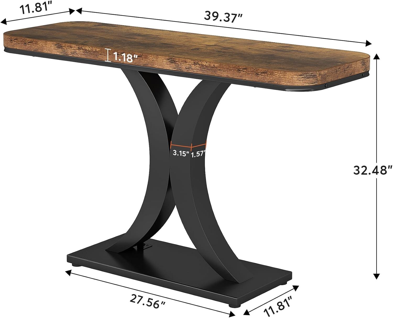 Hommoo 40" Console Table, Narrow Entryway Foyer Table with Geometric Base