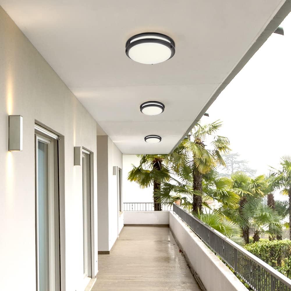 Sleek Black Satin Nickel 14" LED Ceiling Light - Energy Efficient