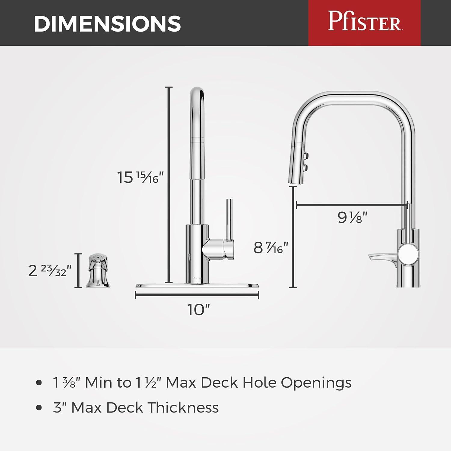 Pfister F-529-7Znr Zanna 1.66 GPM Single Hole Pull Down Kitchen Faucet - Chrome