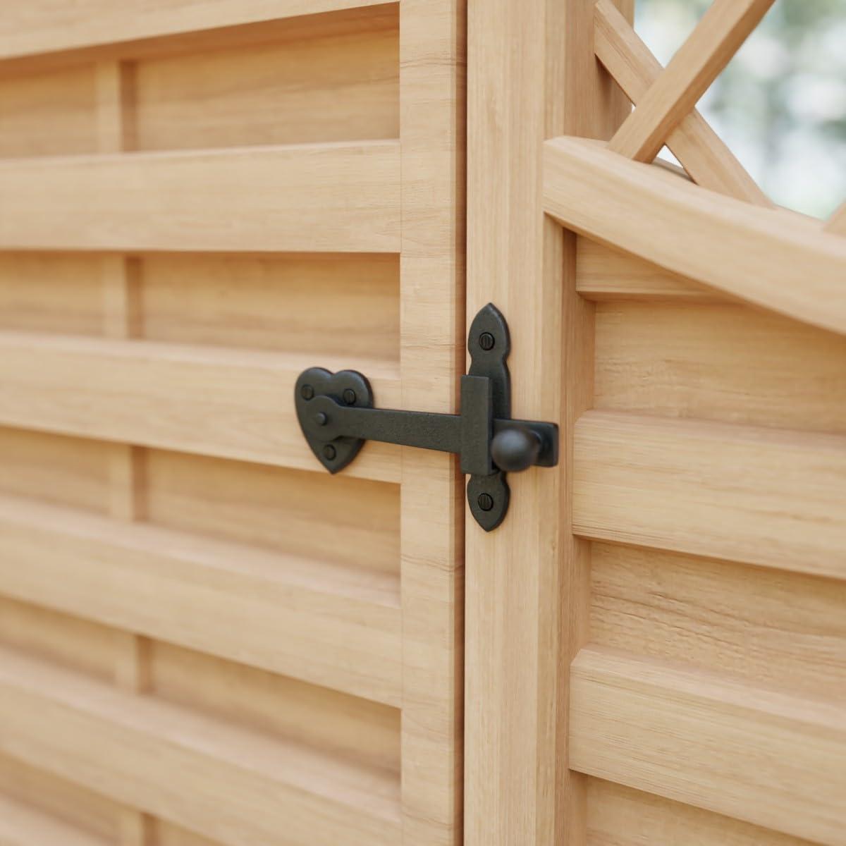 Renovators Supply Black Wrought Iron Gate Flip Latch Decorative Antique Heart Style Medium to Light Duty 4" Long Flip Door Lock Rust Resistant Powder Coated Latches with Mounting Hardware Pack of 2