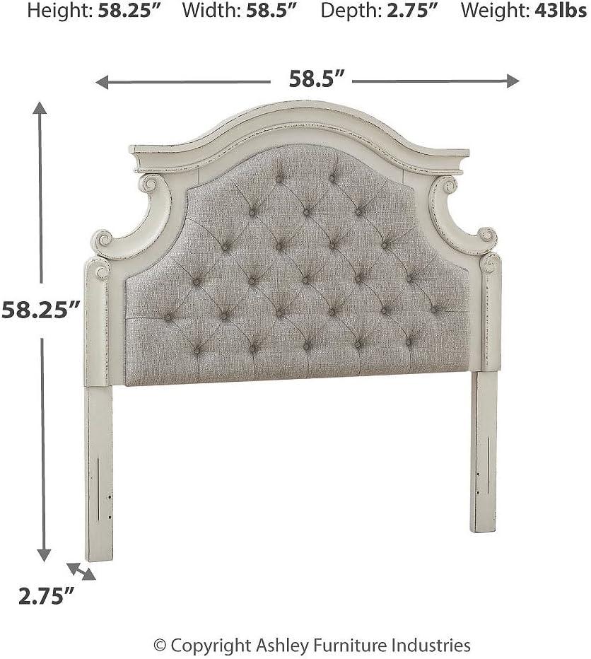 Full Realyn Upholstered Panel Headboard Beige: Cottage Style, Tufted, Wood Frame - Signature Design by Ashley