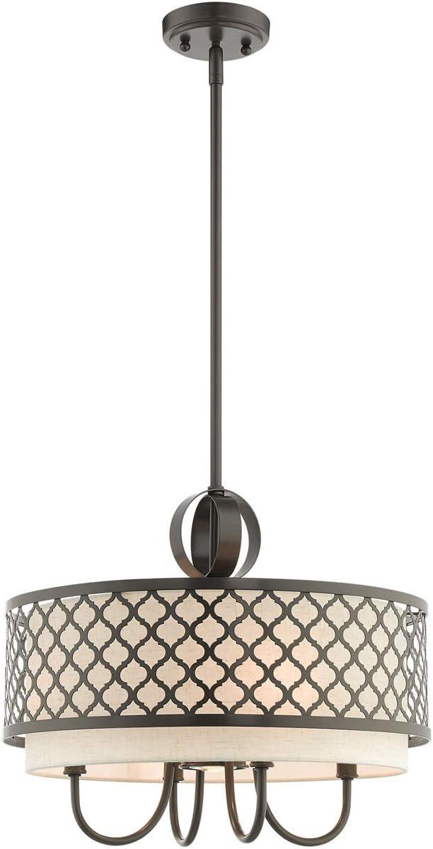 Arabesque Mini Drum 5-Light Pendant in English Bronze